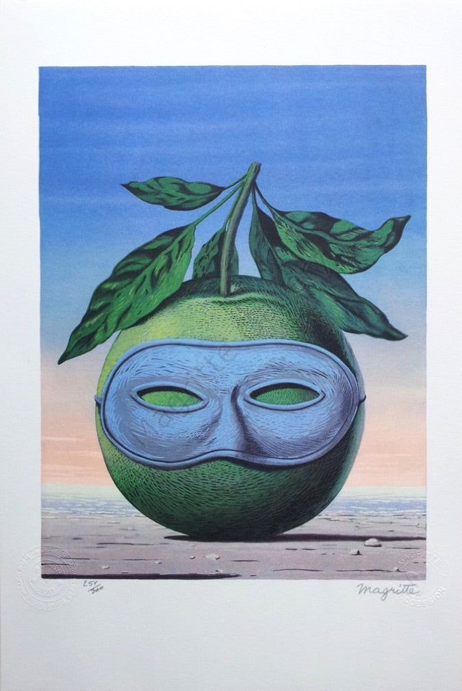 Pocket Art Souvenir de Voyage Masked Apple by Magritte Mini Statue 3.75H