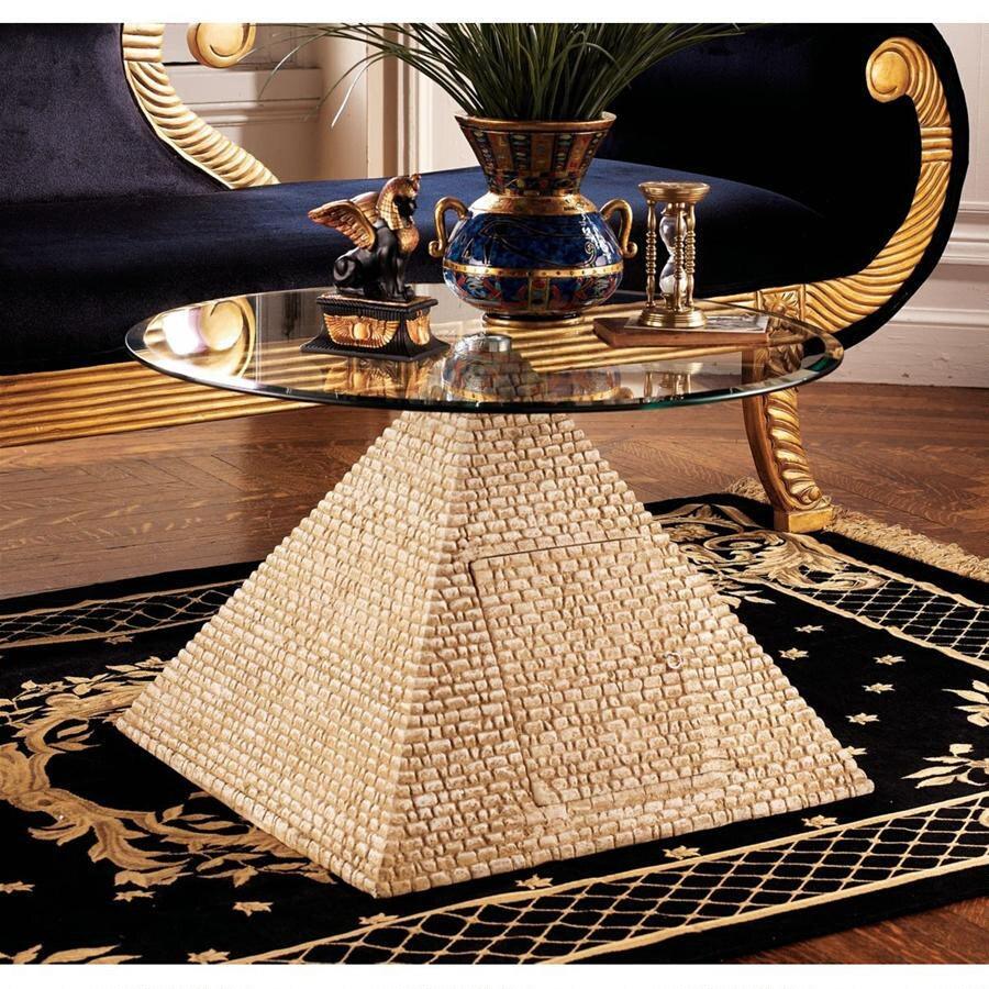 Egyptian Pyramid of Giza Sculptural Glass Topped Table 17.5H - Museumize.com