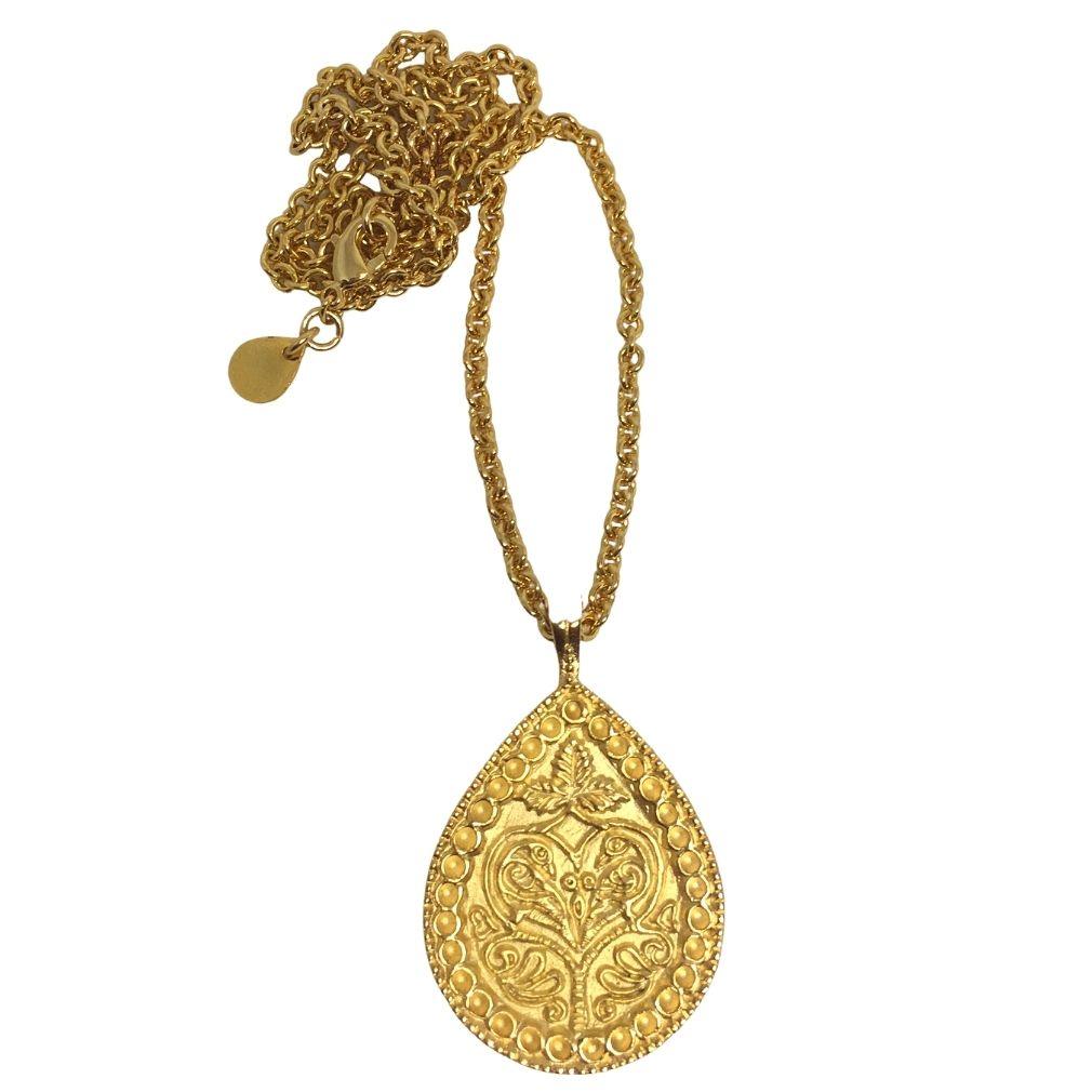 Islamic Palm Tree Geometric Teardrop Shape Pendant Necklace 2L - Museumize.com