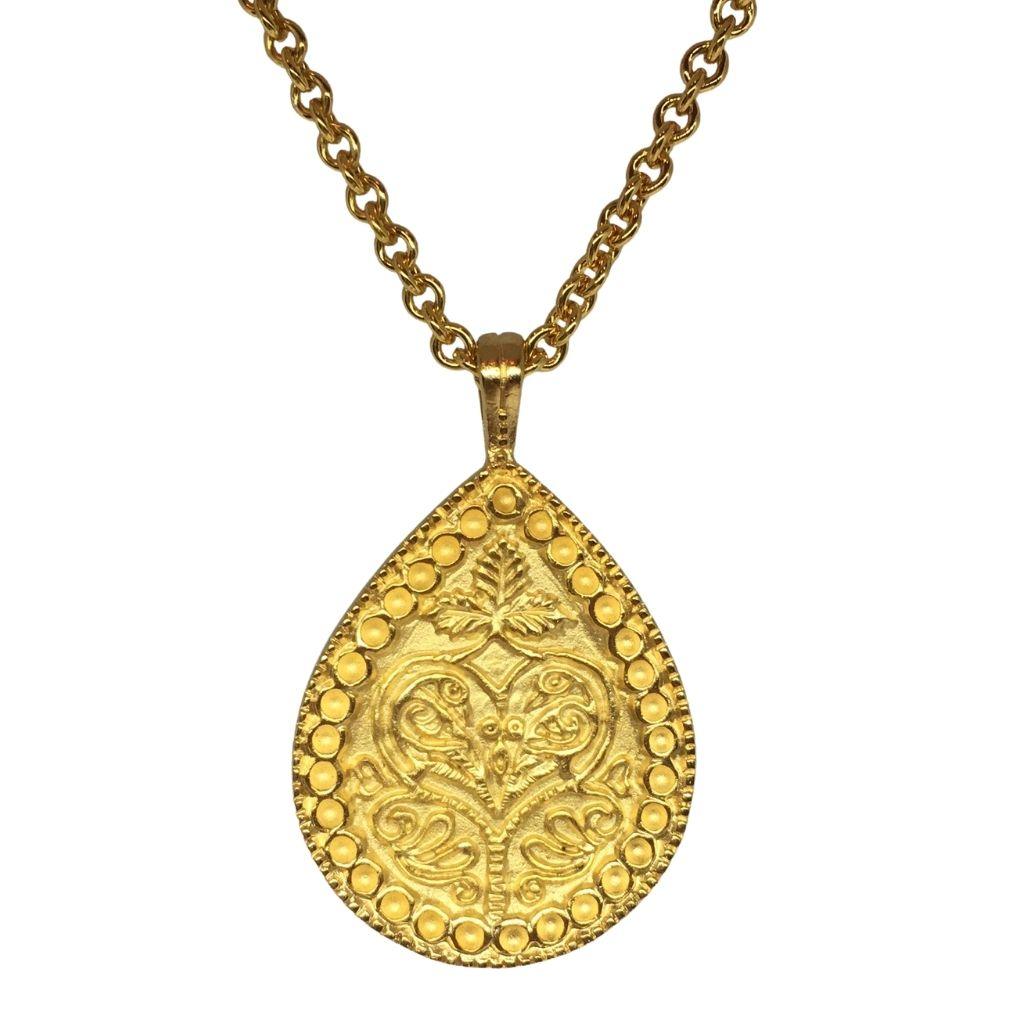 Islamic Palm Tree Geometric Teardrop Shape Pendant Necklace 2L - Museumize.com