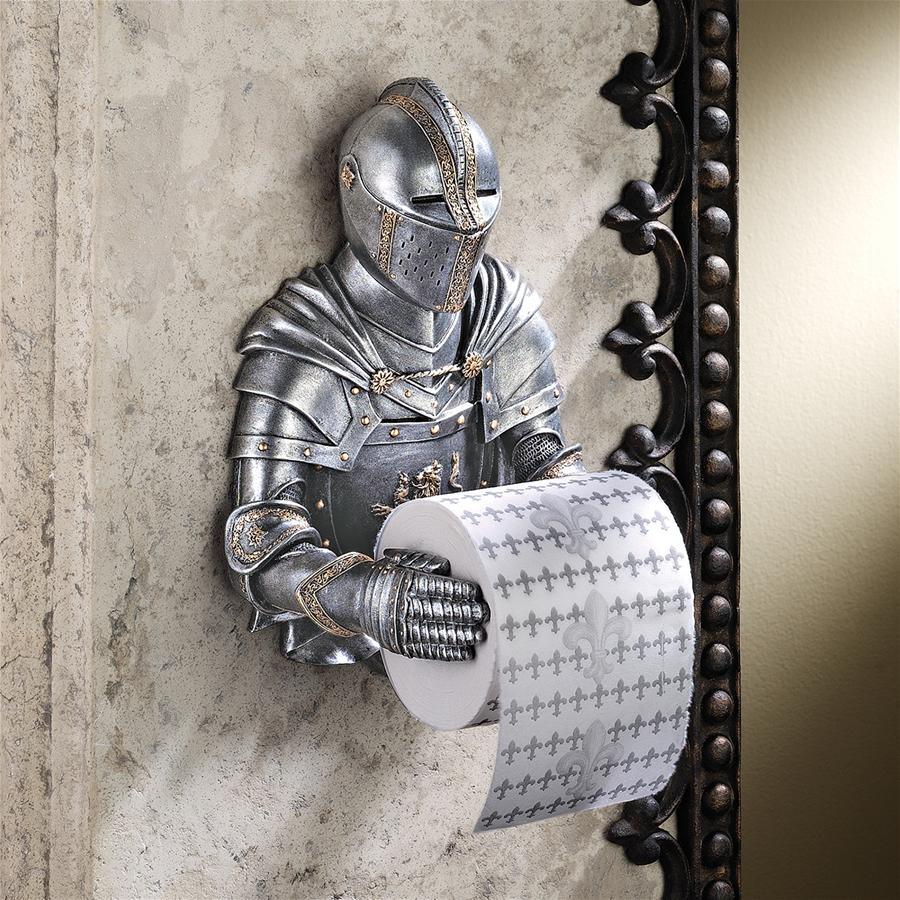 Medieval Knight To Remember Toilet Paper Holder Wall Sculpture 7H x 9W - Museumize.com