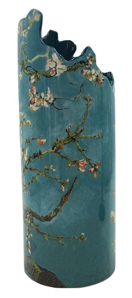 Van Gogh Almond Tree in Blossom Blue Grey Round Museum Art Ceramic Flower Vase 9H - Museumize.com