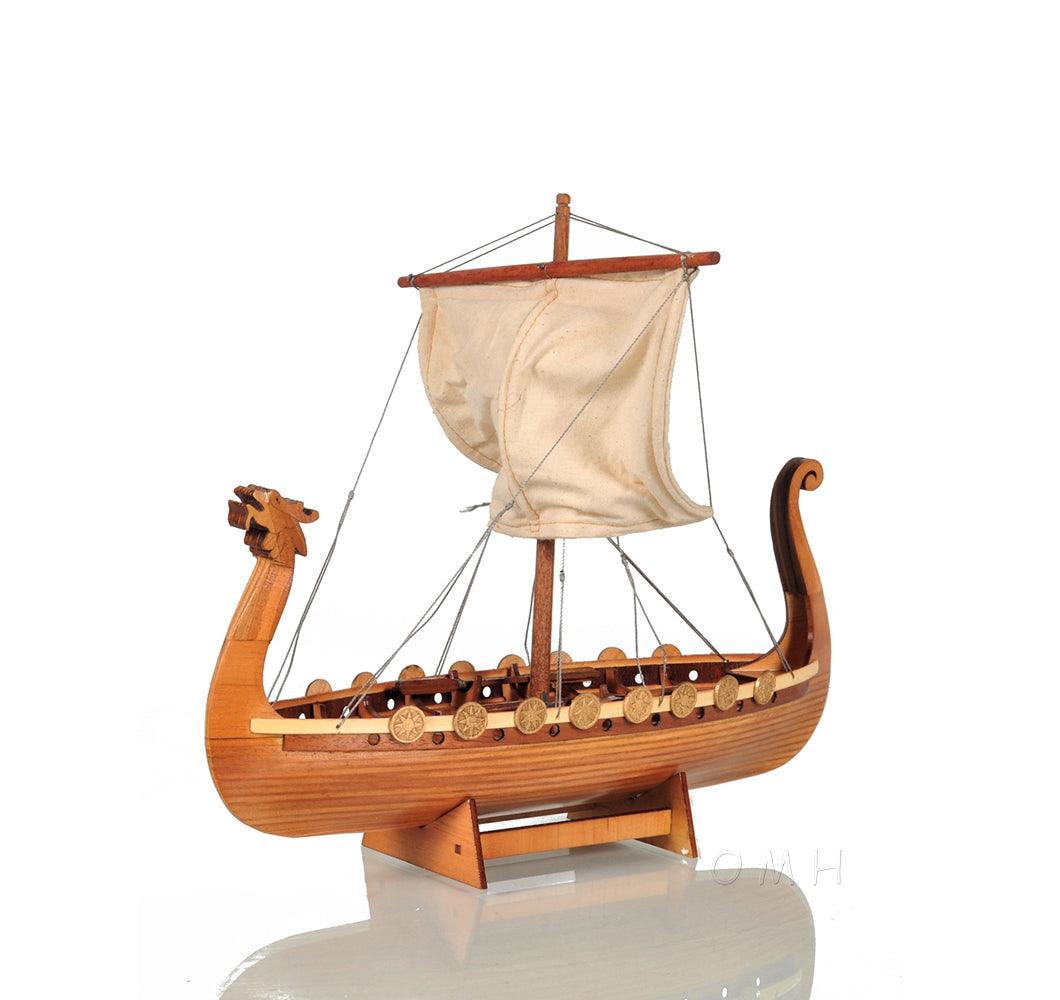 Viking Drakkar Longship Model Boat Cream Sail 10H x 12L - Museumize.com