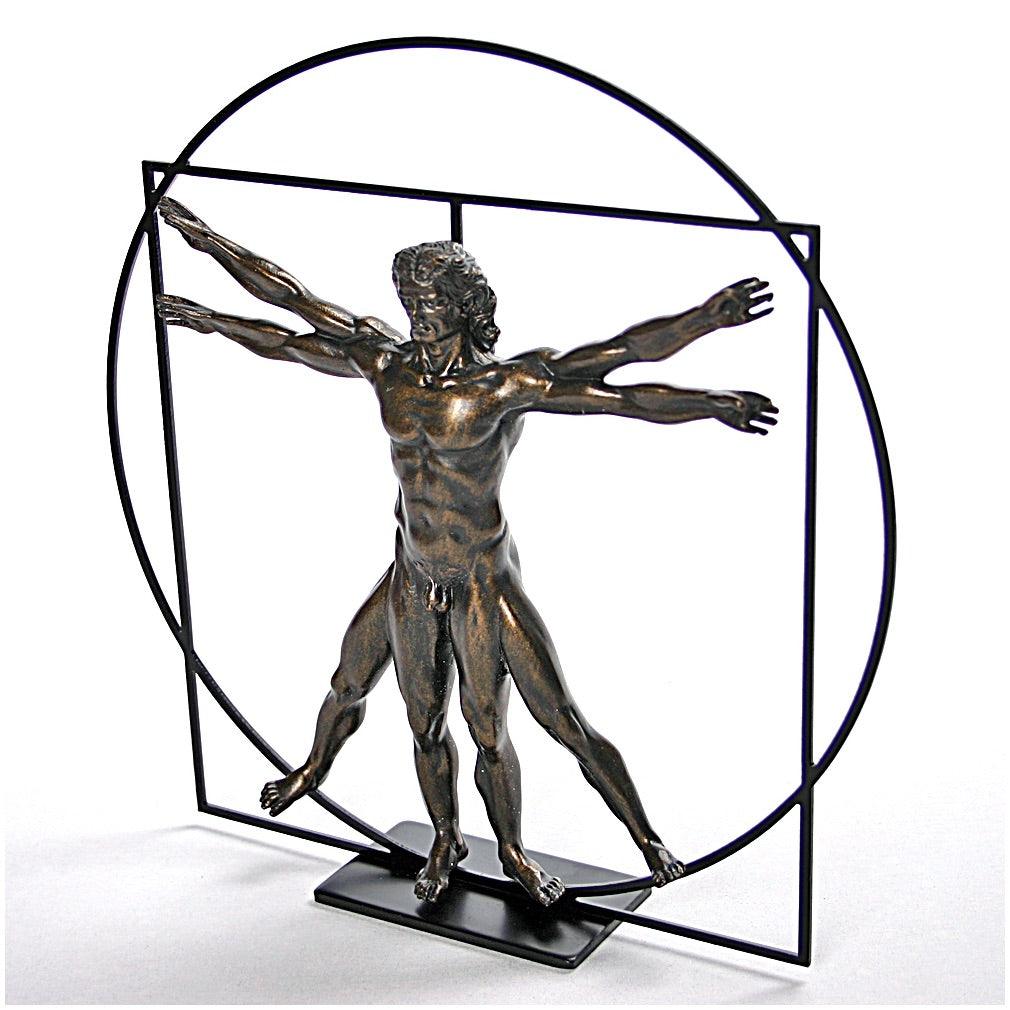 Vitruvian Universal Man Ideal Man Proportions Statue by DaVinci Bronze 8.5H - Museumize.com