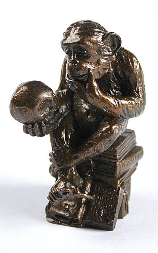 Pocket Art Rheinhold Monkey with Skull Philosophizing Miniature Statue 3.6H