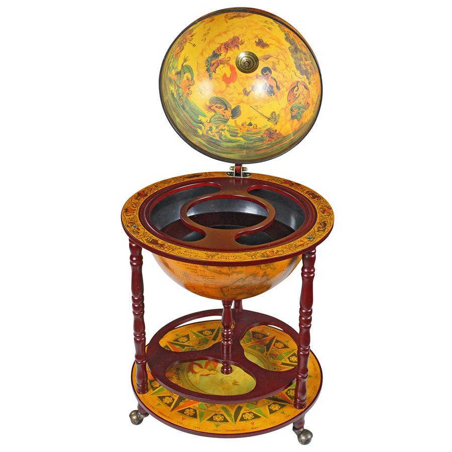 Italian Map Globe Opens into Drink Bar Storage World Explorer 38.5H - Museumize.com