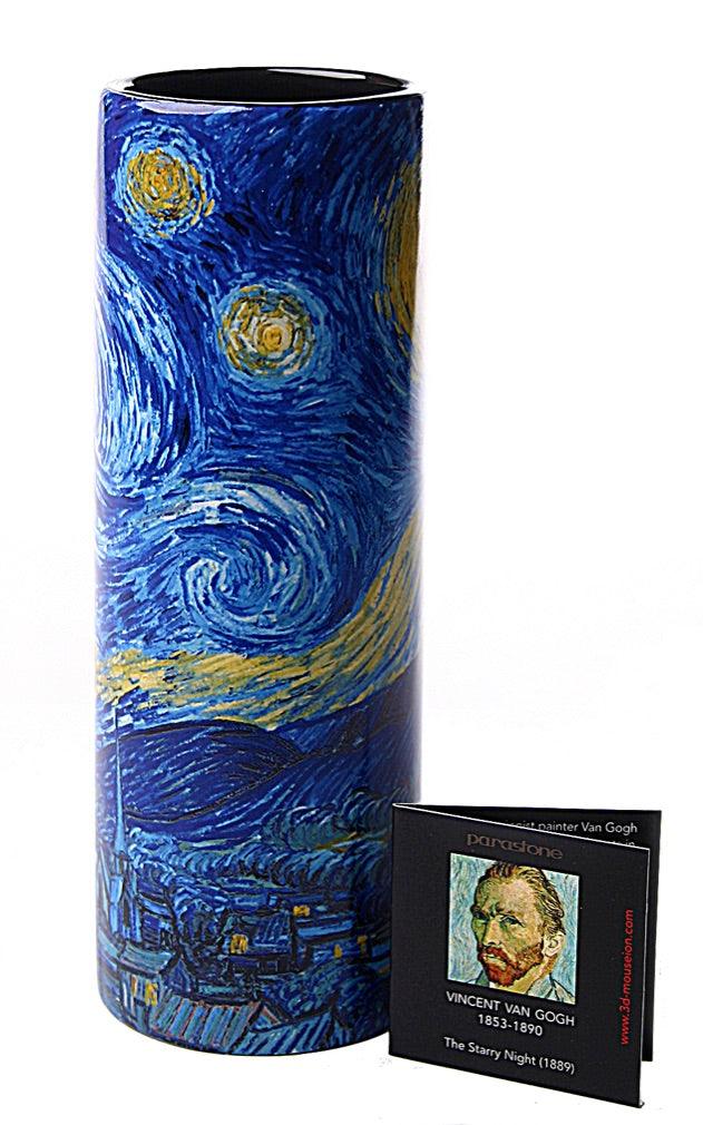 Van Gogh Starry Night Ceramic Flower Bud Vase Museum Painting on All Sides 7H - Museumize.com