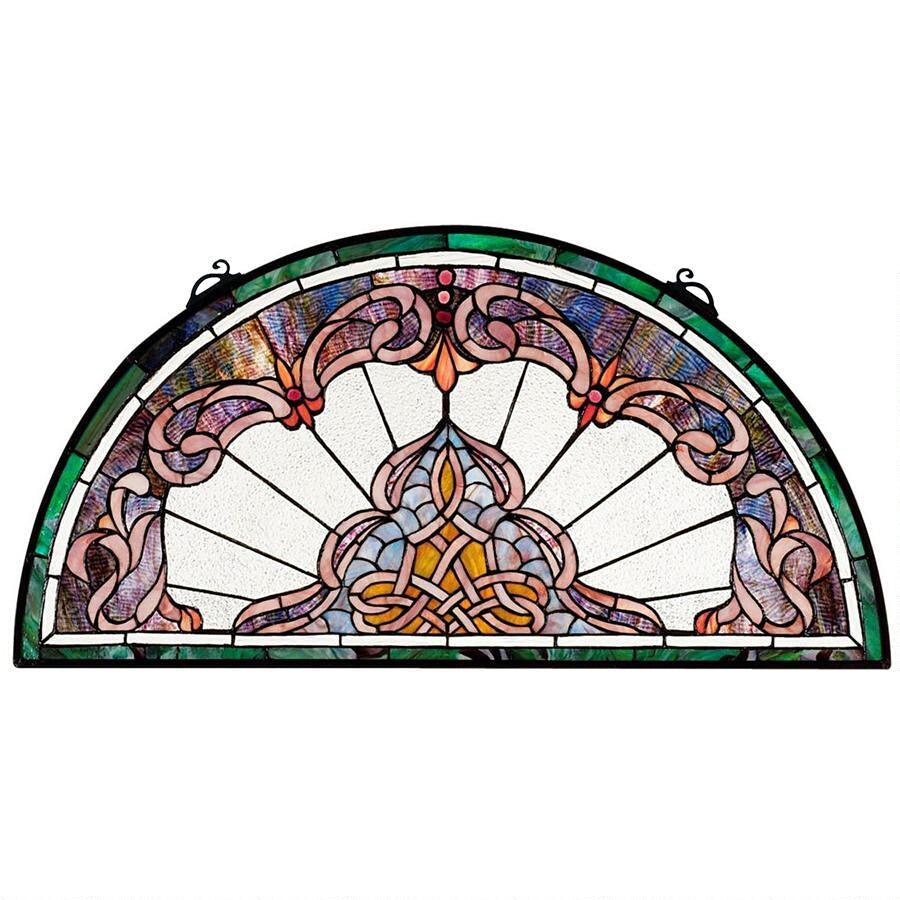 Lady Astor Demi Lune Half Circle Victorian Handcut Stained Glass 32.5W - Museumize.com