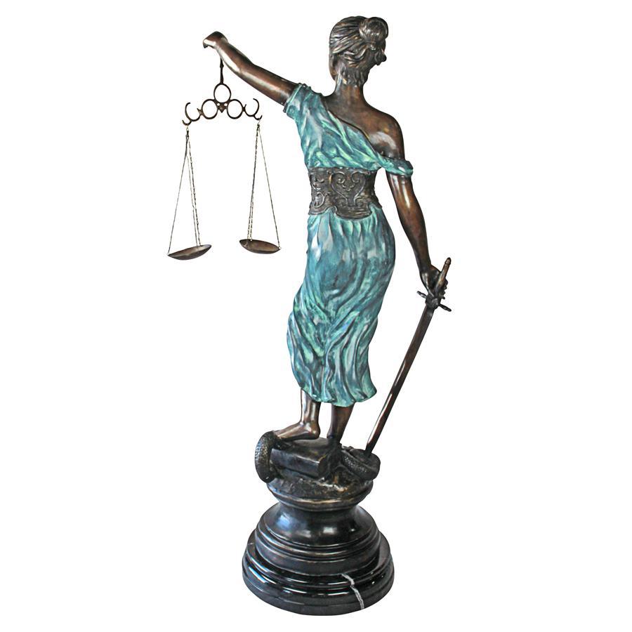 Giant Themis Blind Lady Goddess of Justice Lawyer Bronze Statue 56H - Museumize.com