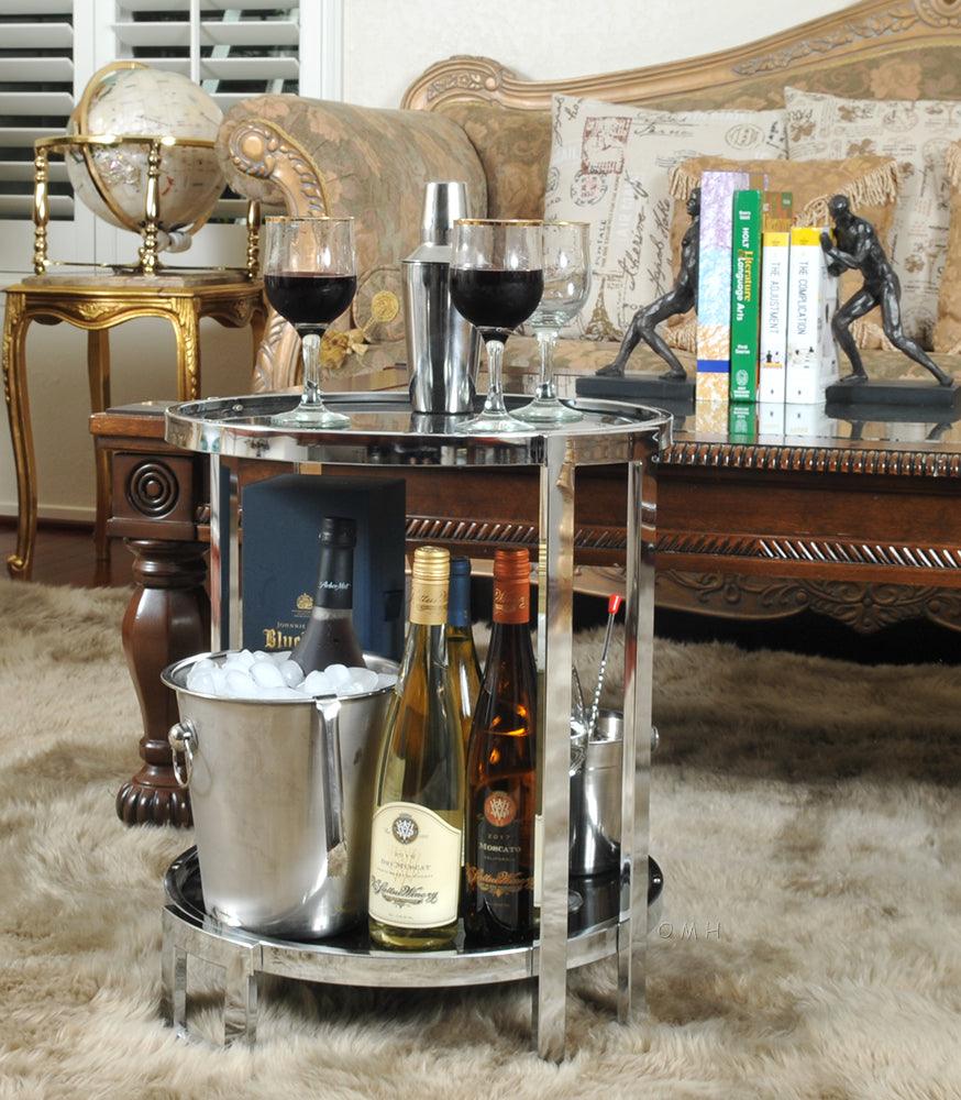 Chrome Round Modern Beverage End Table 22H - Museumize.com