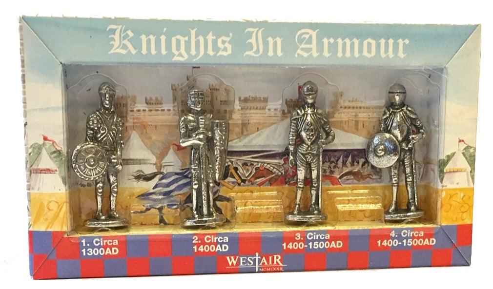 Knights in Armor Medieval Miniature Figurines Role Playing Pack of 4 1.5H - Museumize.com