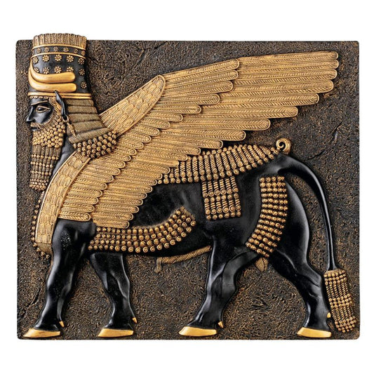 Assyrian Lamassu Winged Bull Wall Sculpture 9H x 10W - Museumize.com