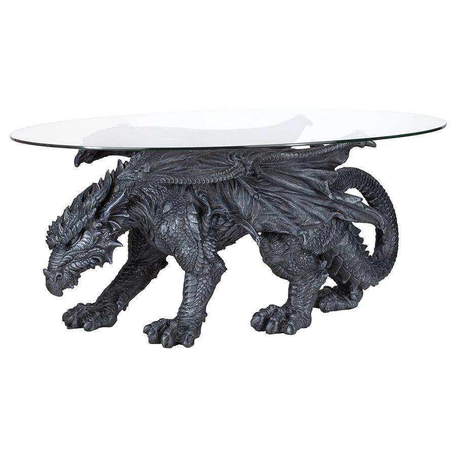 Coffee Table - Warwickshire Fierce Winged Dragon Medieval Beast 18H x 39W - Museumize.com