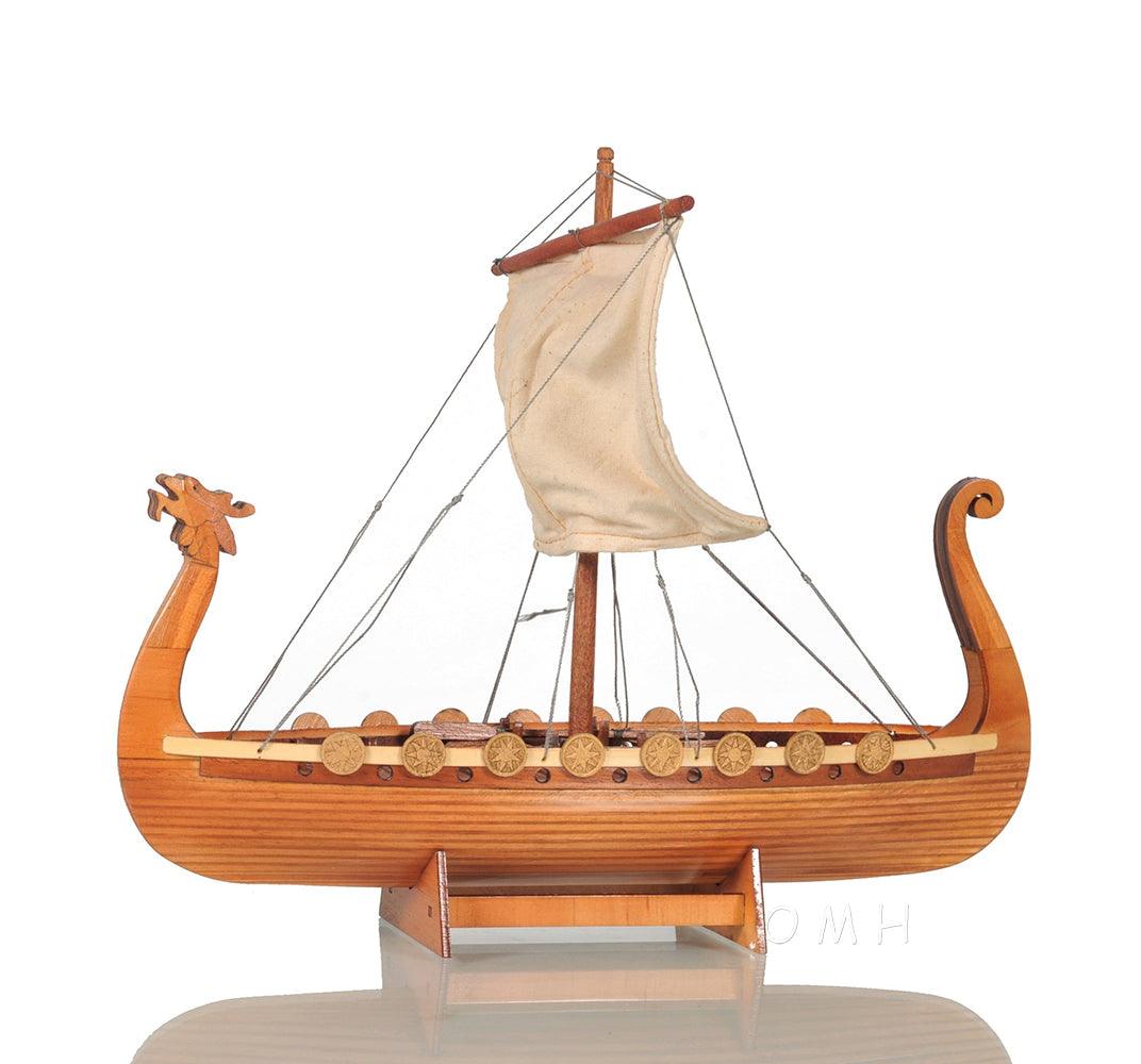 Viking Drakkar Longship Model Boat Cream Sail 10H x 12L - Museumize.com