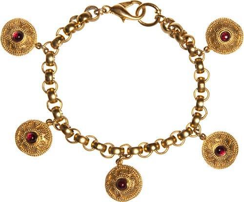 Greek Motif Five Charms Bracelet with Garnets - Museumize.com