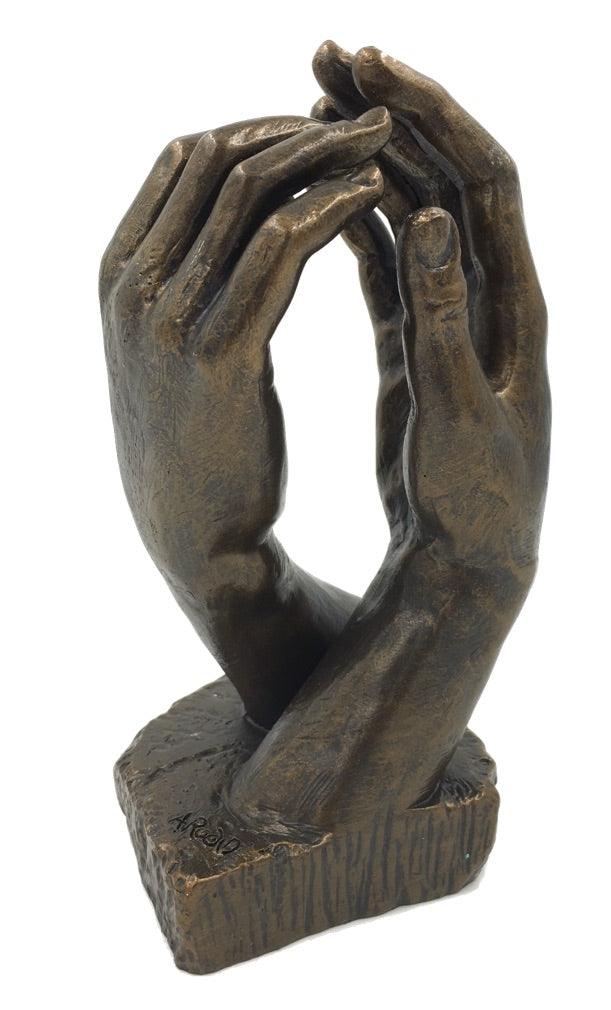 Rodin Cathedral Clasping Hands Gesture of Togetherness Statue Small 6H - Museumize.com