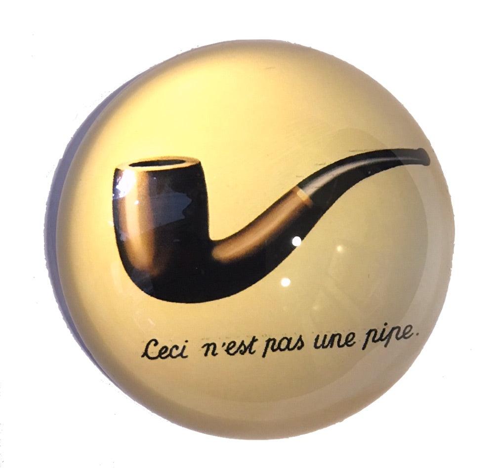 This is Not a Pipe Ceci n'est pas une pipe Surrealism Glass Dome Desk Paperweight by Magritte 3W - Museumize.com