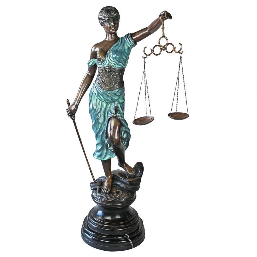 Giant Themis Blind Lady Goddess of Justice Lawyer Bronze Statue 56H - Museumize.com