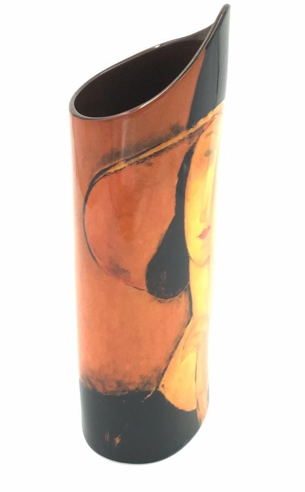 Modigliani Jeanne Hebuterne Woman in Straw Hat Oval Ceramic Vase 8.8H - Museumize.com