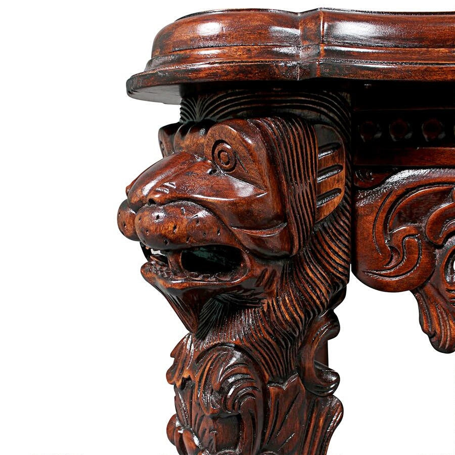 Lord Raffles Mahogany Wood Grande Hall Lion Leg Side Table 26H