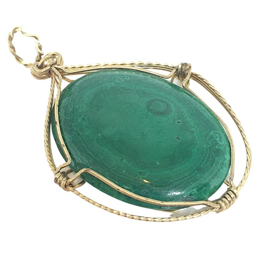 Boheme Oval Green Stone Pendant Handmade Jewelry Making Boho 2L attic - Museumize.com