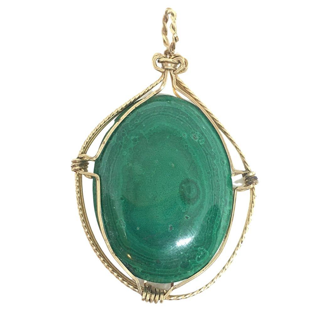 Boheme Oval Green Stone Pendant Handmade Jewelry Making Boho 2L attic - Museumize.com