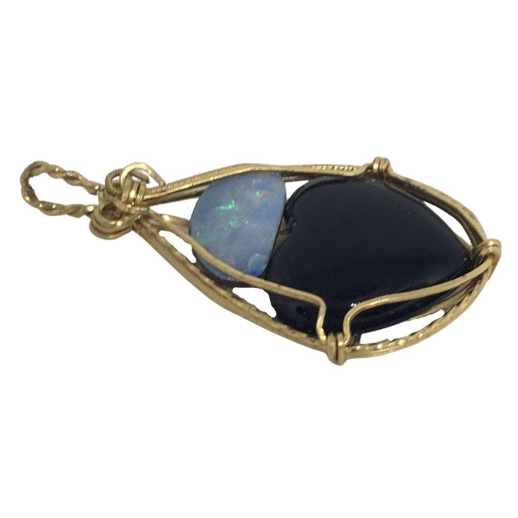 Boheme Blue Black Stone Pendant Handmade Jewelry Making Boho 1.9L attic - Museumize.com