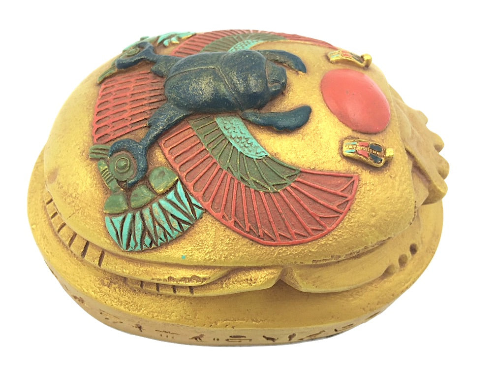 Egyptian Scarab Beetle Rising Sun Home School Hieroglyphs Paperweight 1.2 lbs