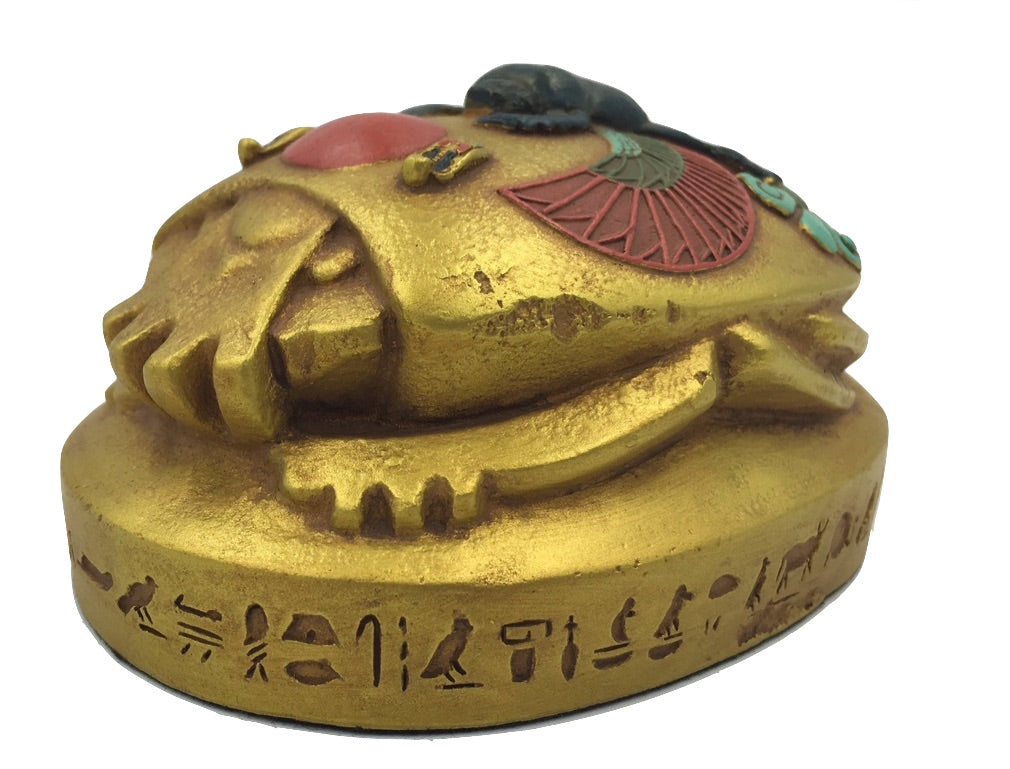 Egyptian Scarab Beetle Rising Sun Home School Hieroglyphs Paperweight 1.2 lbs