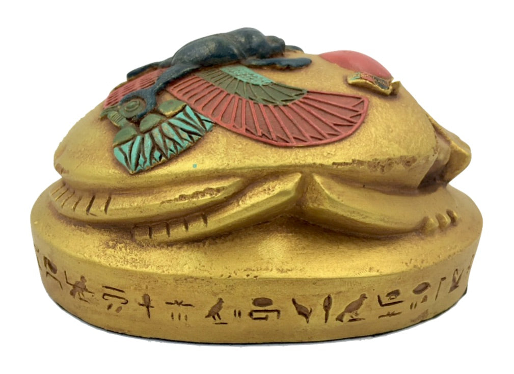 Egyptian Scarab Beetle Rising Sun Home School Hieroglyphs Paperweight 1.2 lbs