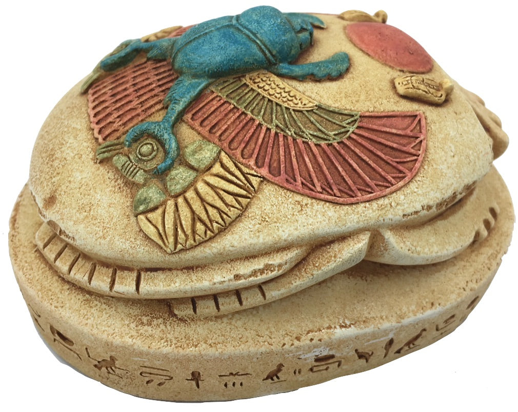 Egyptian Scarab Beetle Rising Sun Home School Hieroglyphs Paperweight 1.2 lbs