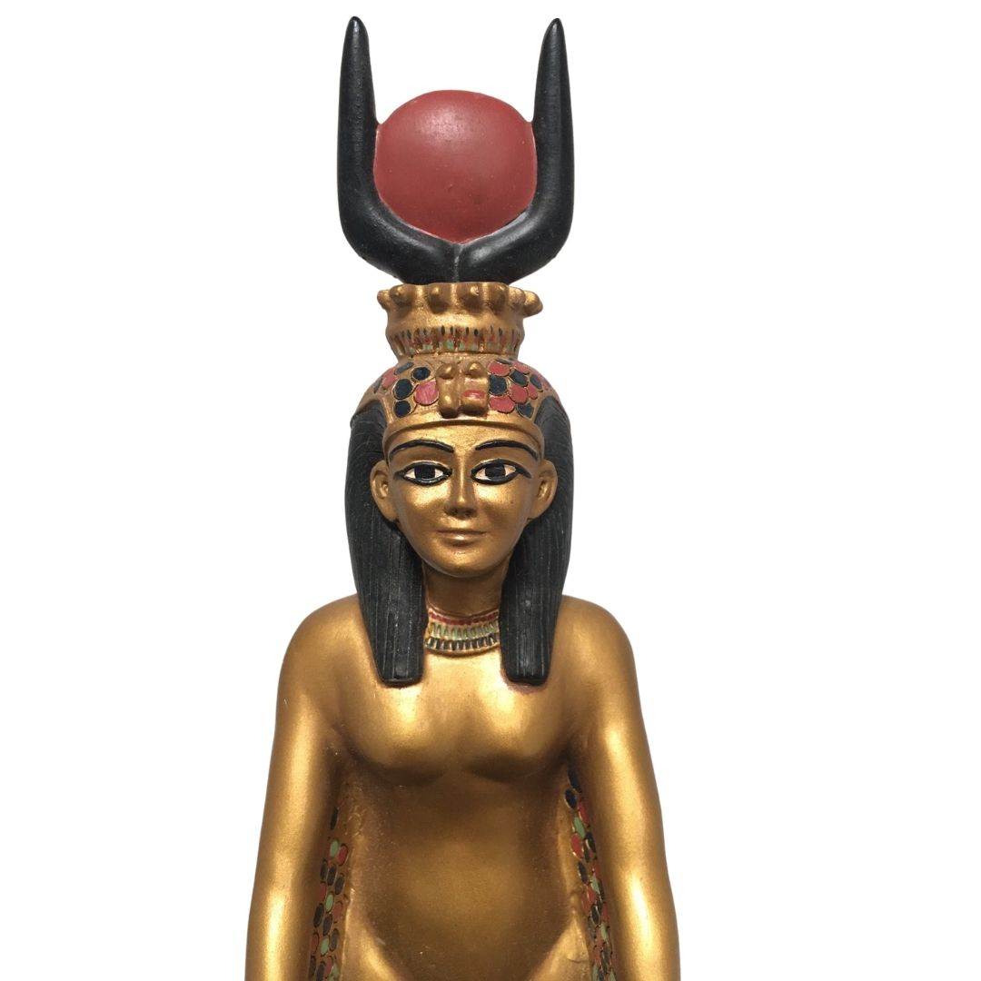 Isis Egyptian Mother Goddess Protection Pose Golden Statue, Assorted Sizes