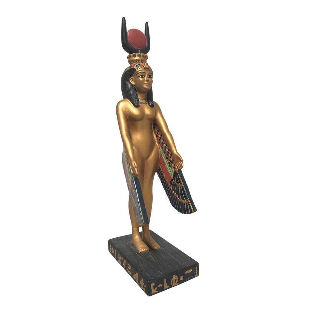 Isis Egyptian Mother Goddess Protection Pose Golden Statue, Assorted Sizes