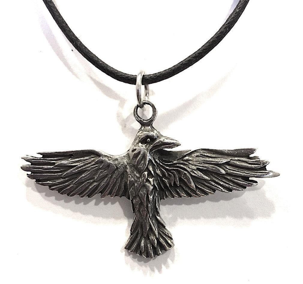 Raven Celtic Prophesy Morrigan Bird Pewter Pendant Charm Necklace - Museumize.com