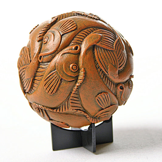 Sphere Fish Tessellation Orb Desktop Paperweight or Miniature Statue by Escher