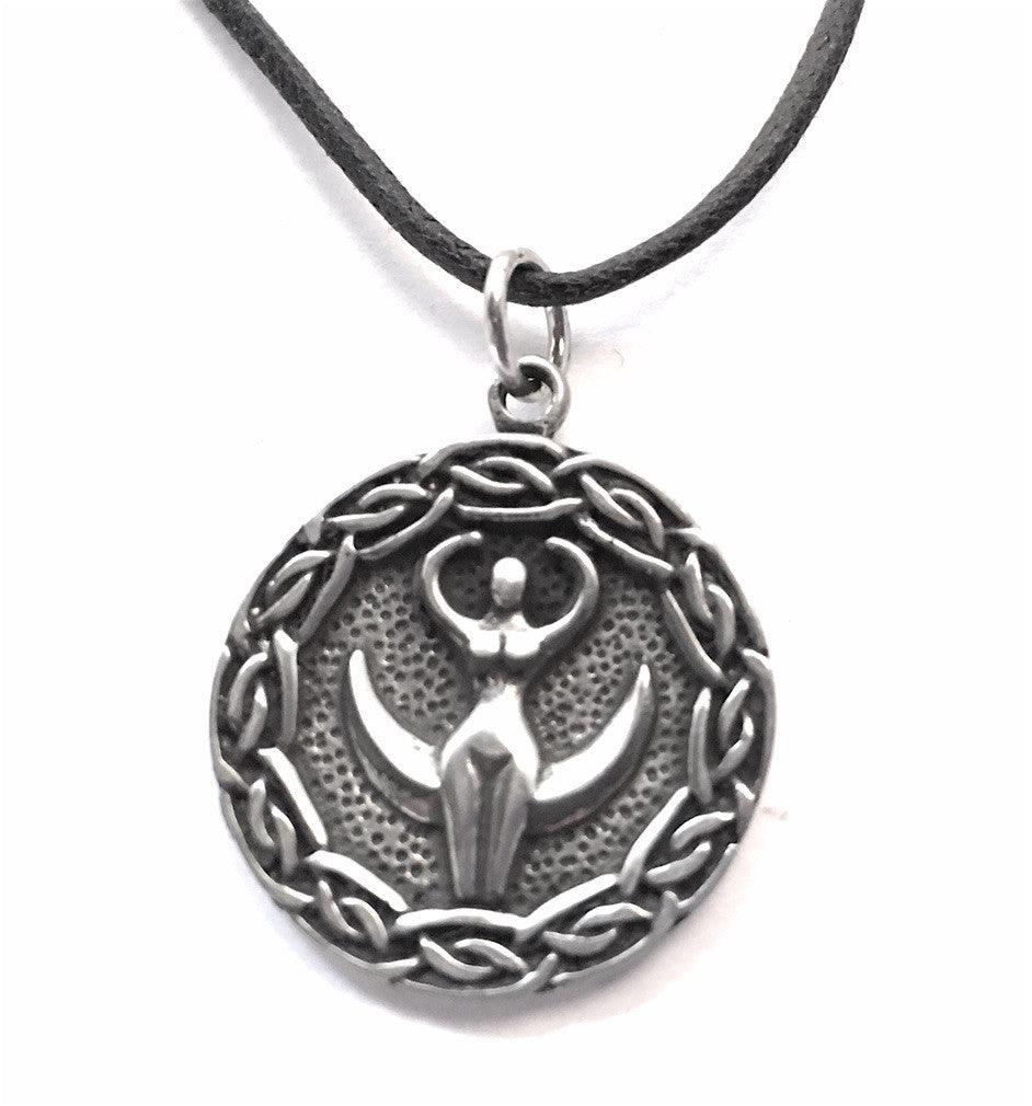 Nile Goddess Egyptian Mother Goddess Pendant Pewter Necklace 0.75H - Museumize.com