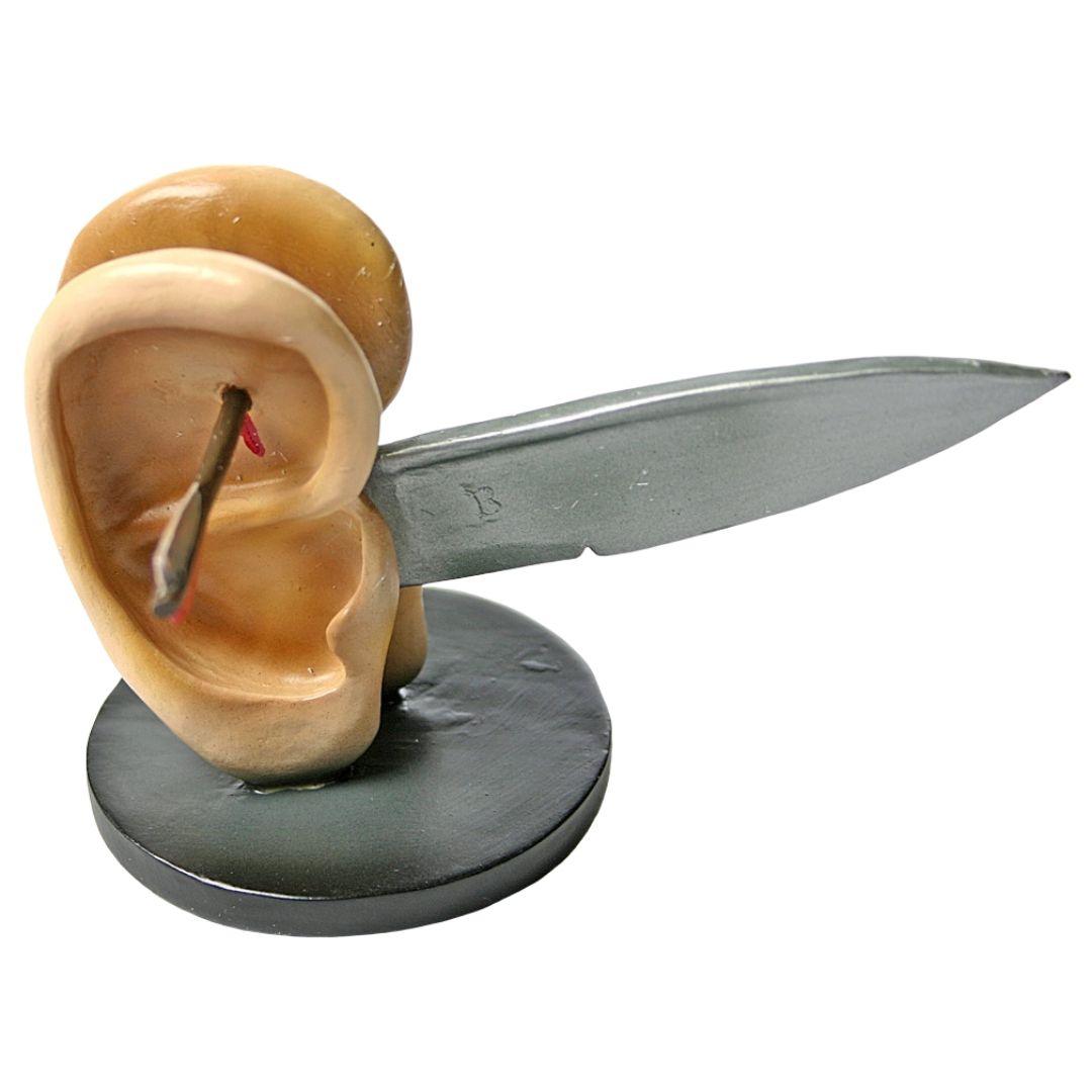 Ears With Knife Men Listening on Ear Lobe Statue by Hieronymus Bosch, Assorted Sizes - Museumize.com