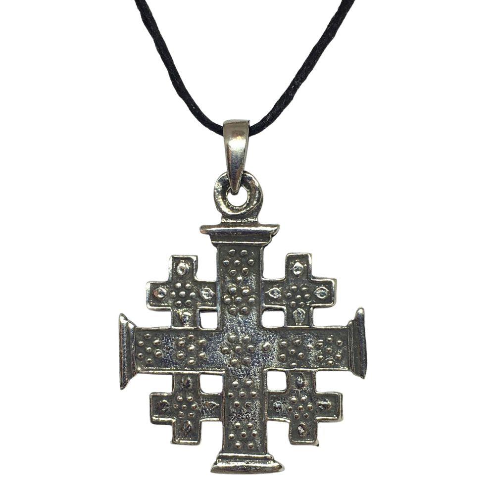 Four-Armed Pendant Necklace, Pewter Unisex Charm, 1.5-Inch Design - Museumize.com