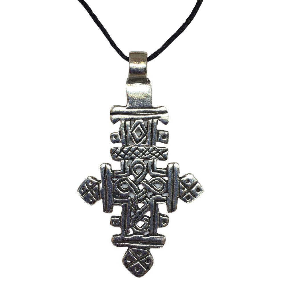 Pewter Pendant Necklace with Four Directions Design, Unisex, 2.4-Inch Charm with Cord - Museumize.com