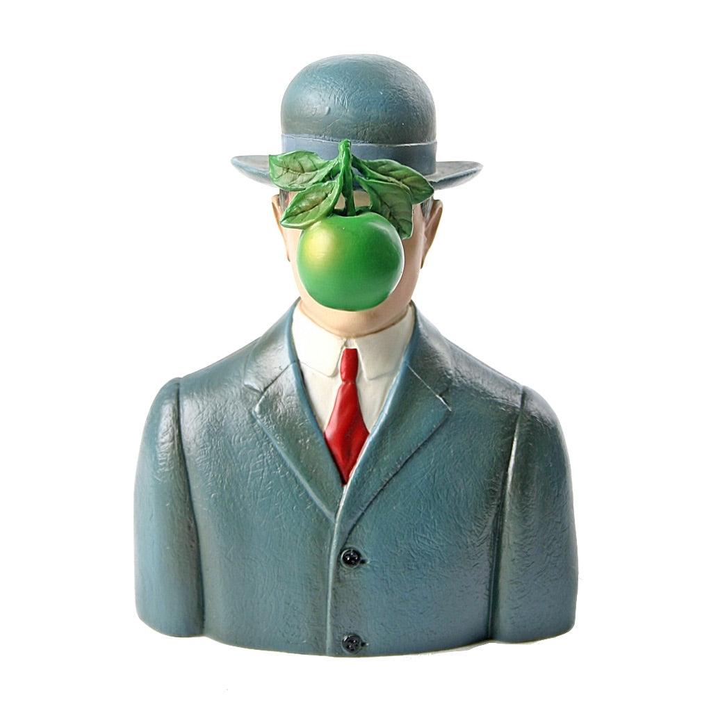 Bowler Hat Man with Green Apple Son of Man Statue by Magritte, Assorted Sizes - Museumize.com