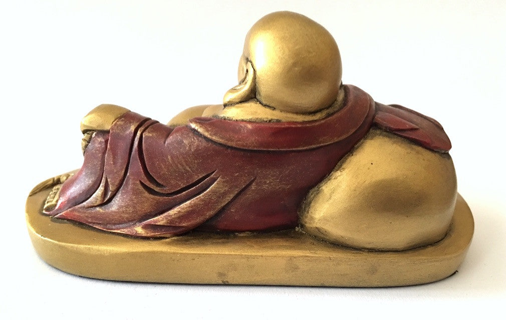 Museumize:Happy Buddha Ho Tai Reclining on Candy Bag Miniature Statue 2.5H, Assorted Colors