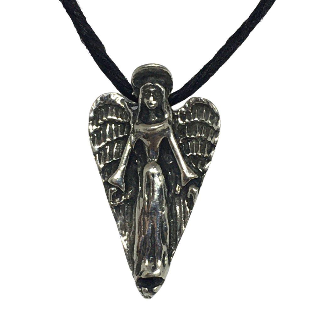 Angel of Hope Heart Shaped Wings Pendant Pewter Unisex Charm Necklace 1H - Museumize.com