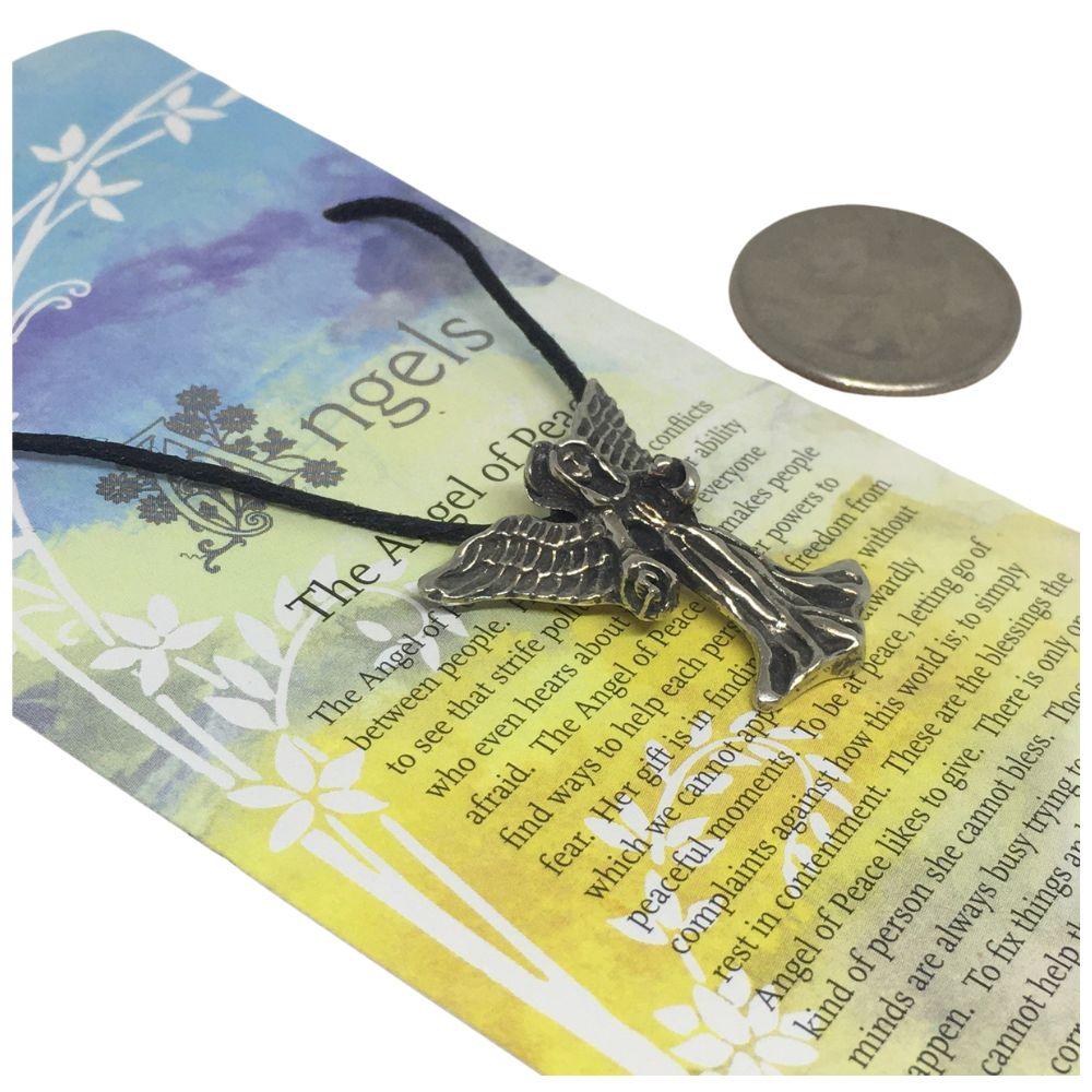 Angel of Inner Peace Pendant Pewter Unisex Charm Necklace 1L - Museumize.com