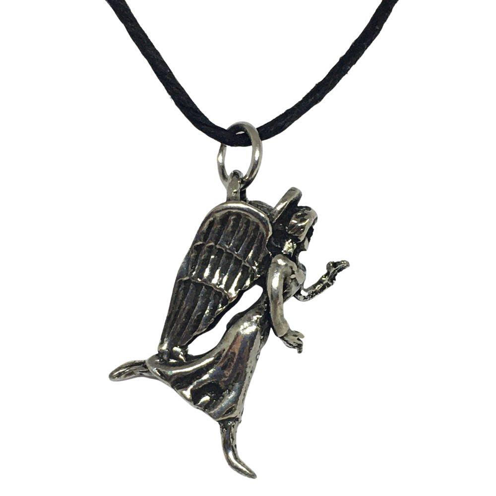 Angel of Prosperity Two-Sided Pendant Pewter Unisex Charm Necklace 1.1L - Museumize.com