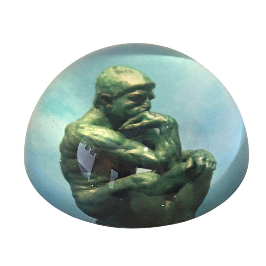 Rodin The Thinker Glass Dome Desk Museum Paperweight 3W - Museumize.com