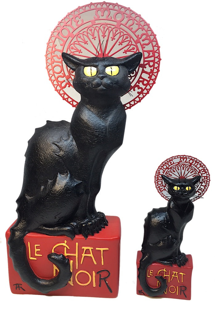 Le Chat Noir Black Cat Montmartre Figurine Statue by Steinlen, Assorted Sizes