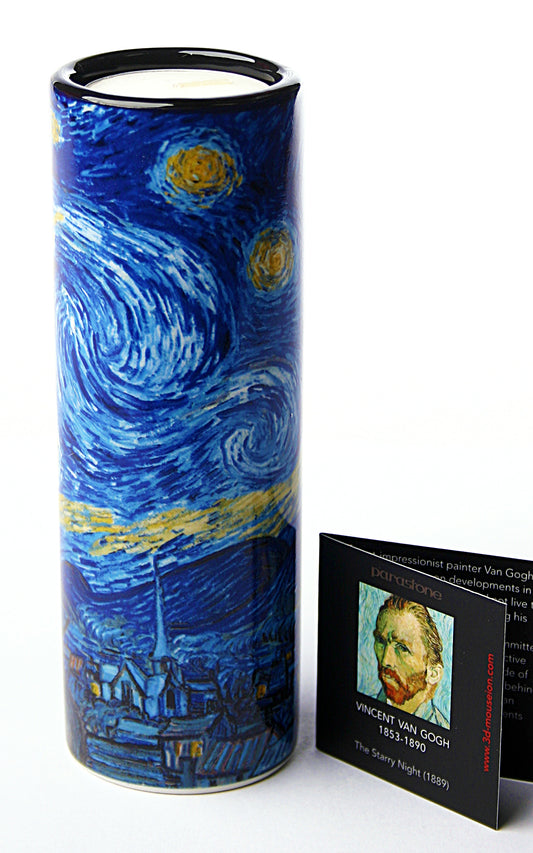 Van Gogh Starry Night Ceramic Tealight Candleholder 5.75H