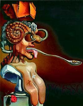 Picasso Portrait Surrealism Silver Spoon Brain by Salvador Dali 5.25H - Museumize.com