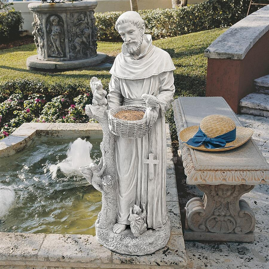 St Francis Large Garden Statue Nature Nurturer with Animals 37H