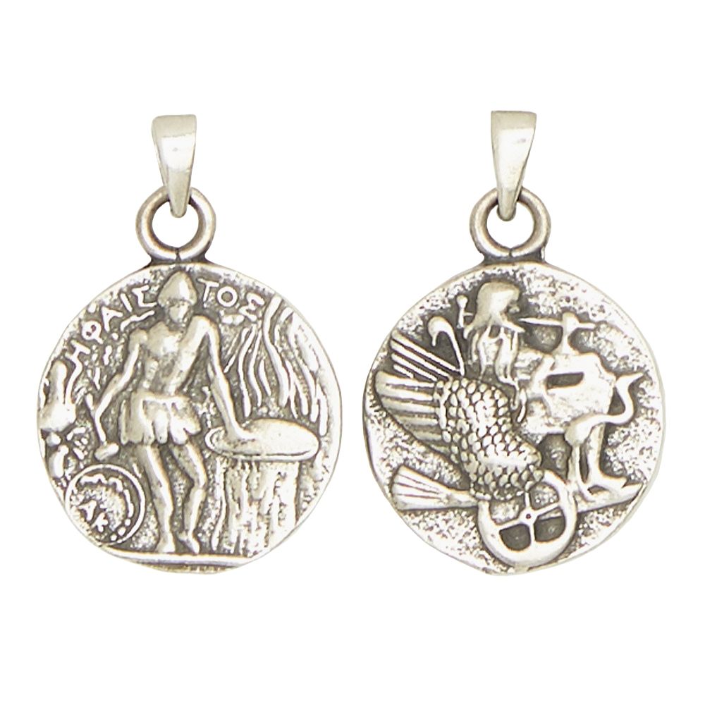 Hephaestus Vulcan Greek God of Fire Olympians Pewter Pendant Charm Unisex Necklace 1H